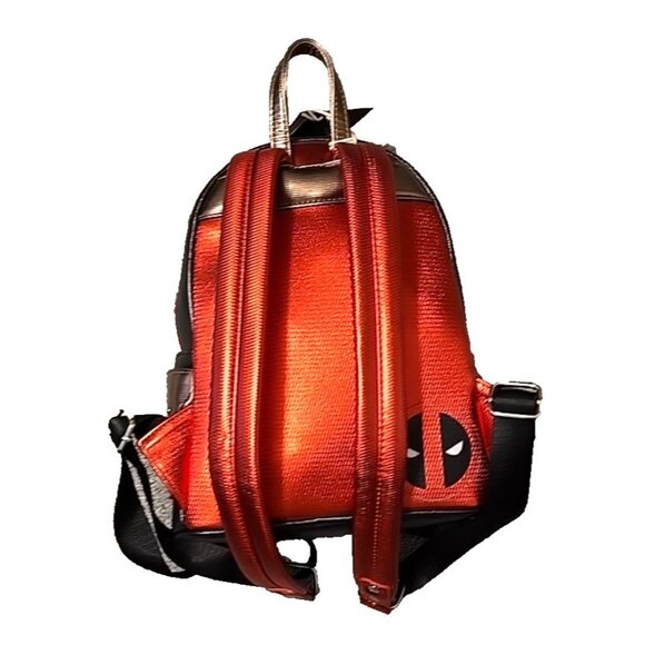 Marvel Deadpool Cosplay Mini Backpack Metallic Red Loungefly Polybag Brand New - Picture 10 of 14